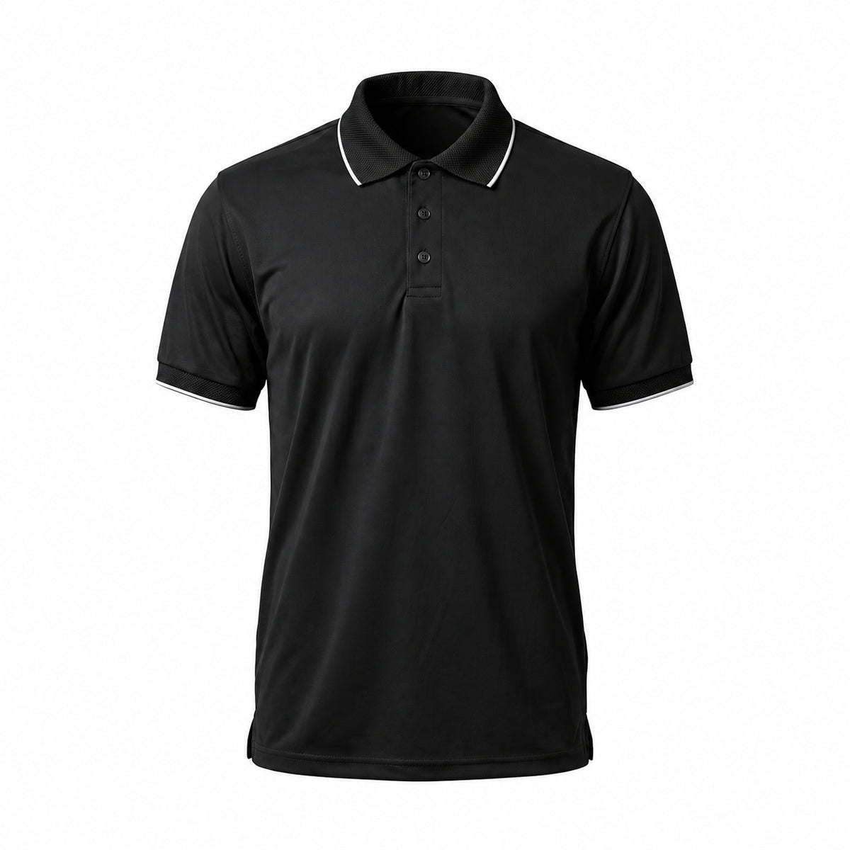 SAP Golf Shirt, black with white tipping
