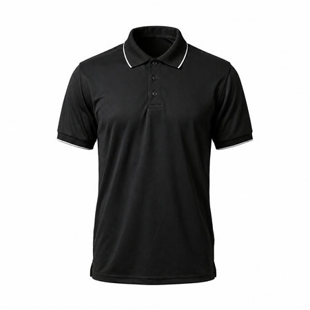 SAP Golf Shirt, black with white tipping