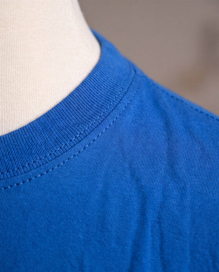 Hopper royal blue kids t-shirt, fabric and construction close-up