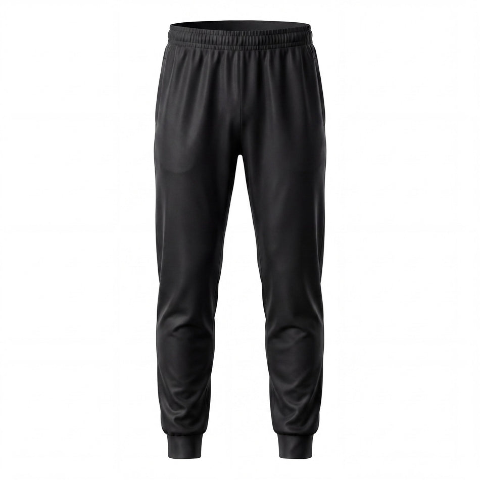 Hopper black poly track pants, front